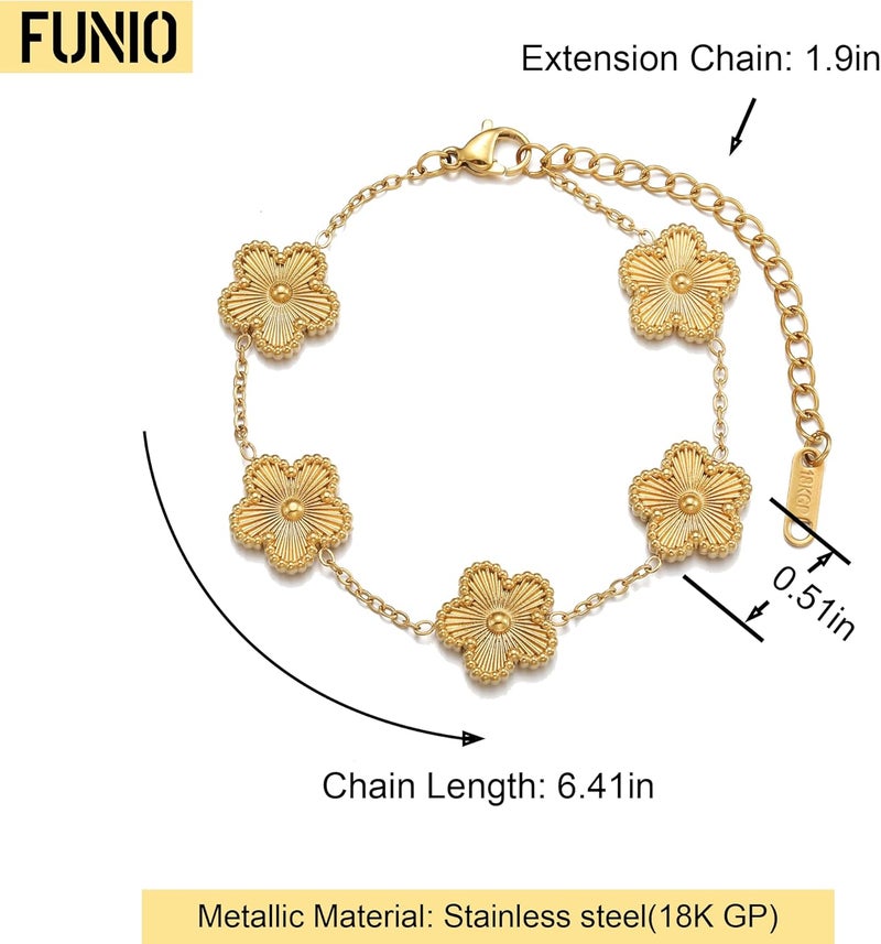 Funio 18K Gold Plated Clover Bracelet Love bangle Set for Women - Stack Friendship Bracelet Lucky Link Bracelets Jewelry Gifts Trendy for Women - Image 2